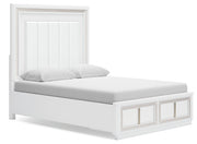 Chalanna Queen Upholstered Storage Bed with 2 Nightstands in White from Ashley - DMV Furniture
