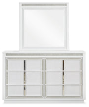 Chalanna Queen Upholstered Storage Bed with Mirrored Dresser and 2 Nightstand in White from Ashley - DMV Furniture