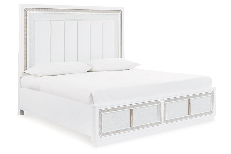 Chalanna White Queen Upholstered Storage Bed - DMV FurnitureQueen Bed