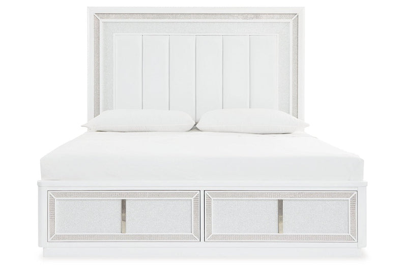 Chalanna White Queen Upholstered Storage Bed - DMV FurnitureQueen Bed