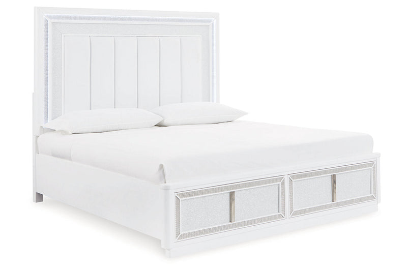 Chalanna White Queen Upholstered Storage Bed - DMV FurnitureQueen Bed