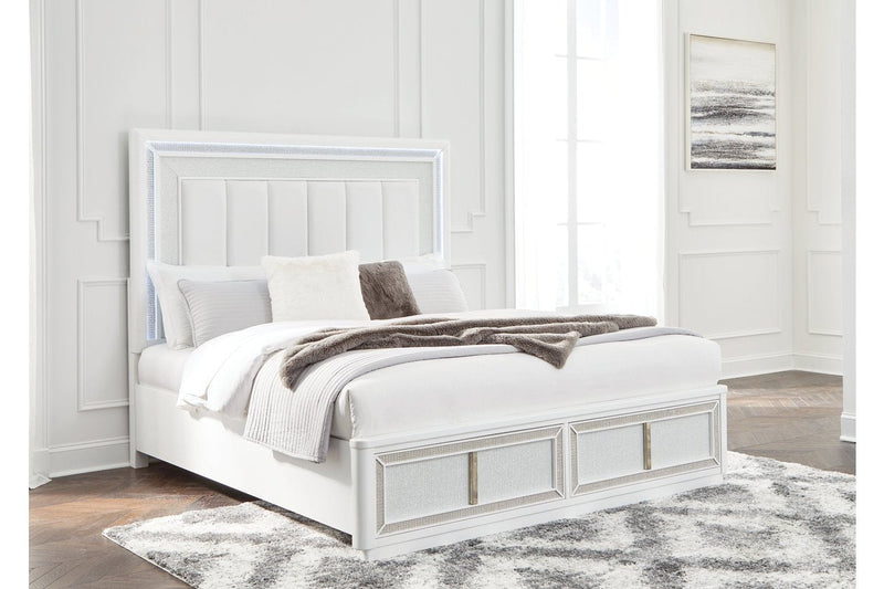 Chalanna White Queen Upholstered Storage Bed - DMV FurnitureQueen Bed