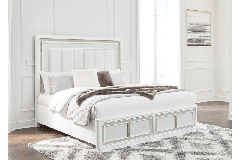 Chalanna White Queen Upholstered Storage Bed - DMV FurnitureQueen Bed