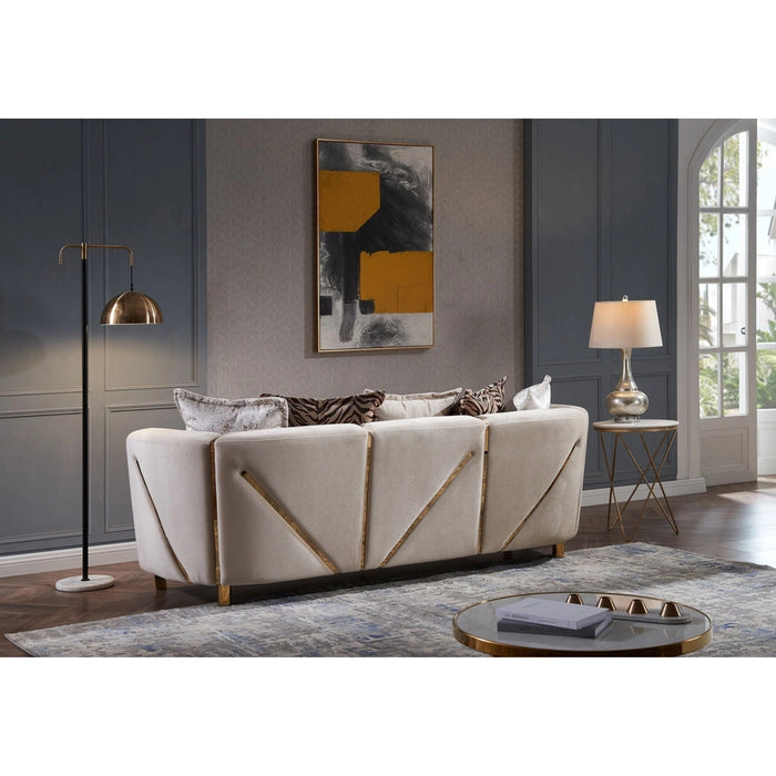 Chanelle Thick Velvet Sofa with Gold Finish