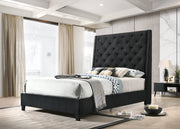 Chantilly Black Velvet Queen Upholstered Bed - DMV FurnitureQueen Bed