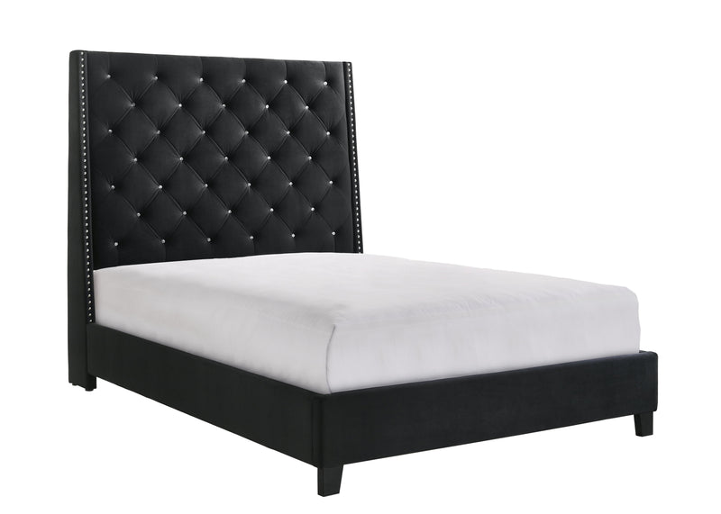 Chantilly Velvet Black Upholstered King Bed - DMV FurnitureKing Bed