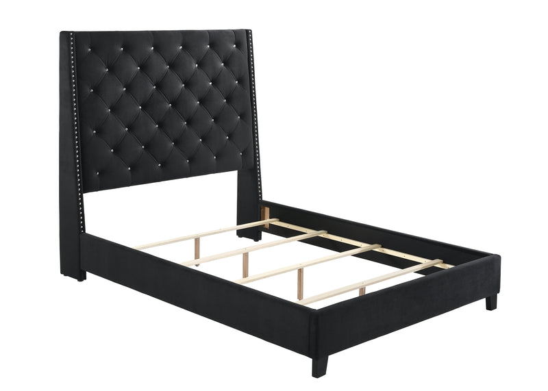 Chantilly Velvet Black Upholstered King Bed - DMV FurnitureKing Bed