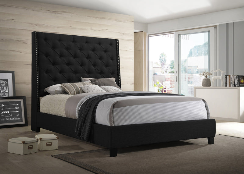 Chantilly Velvet Black Upholstered King Bed - DMV FurnitureKing Bed