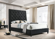 Chantilly Velvet Black Upholstered Queen Bed - DMV FurnitureQueen Bed