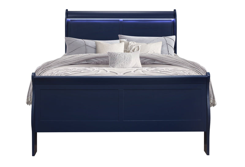 Charlie Blue Full Bed With Led - DMV FurnitureFull Bed