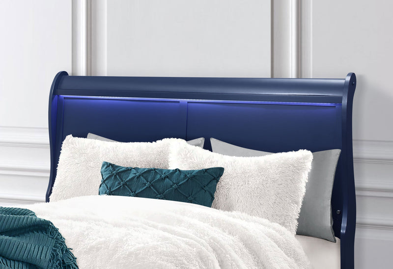 Charlie Blue Full Bed With Led - DMV FurnitureFull Bed