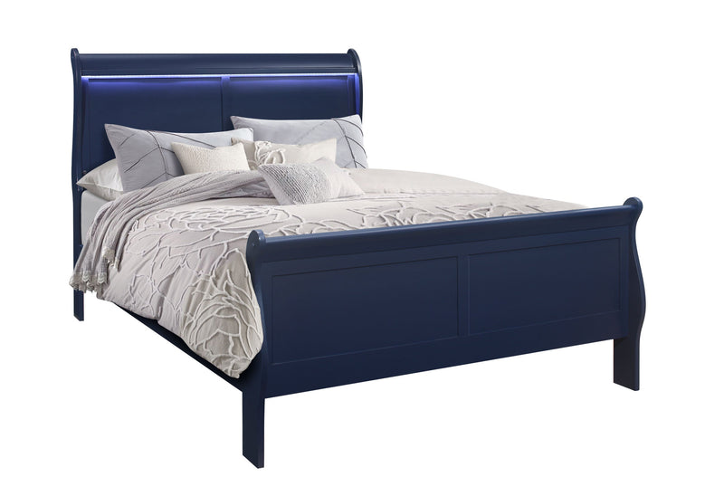 Charlie Blue Full Bed With Led - DMV FurnitureFull Bed