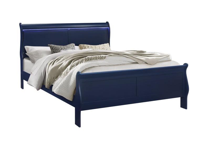 Charlie Blue King Bed Group With Led - DMV FurnitureKing Bed