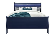 Charlie Blue Queen Bed With Led - DMV FurnitureQueen Bed