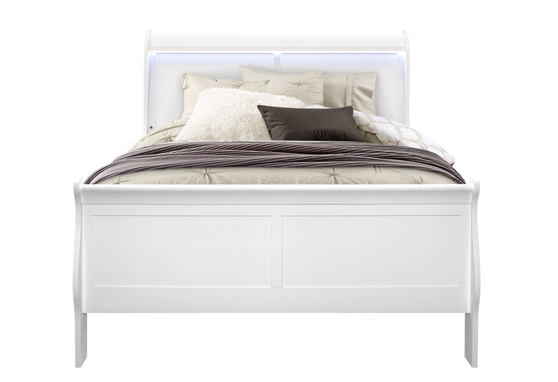 Charlie White Full Bed With Led - DMV FurnitureFull Bed