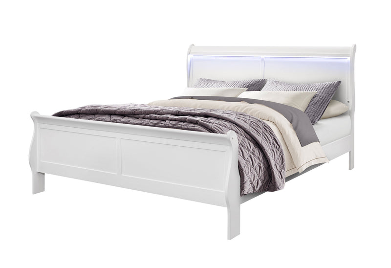 Charlie White King Bed Group With Led - DMV FurnitureKing Bed