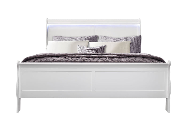 Charlie White King Bed With Led - DMV FurnitureKing Bed