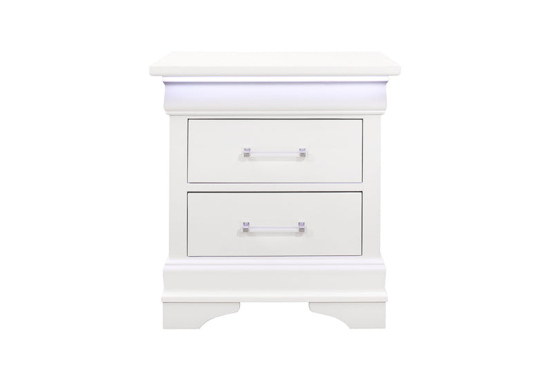 Charlie White Nightstand With Led - DMV FurnitureNightstand