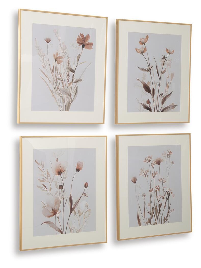 Chettings Beige/Gray/Blush Wall Art (Set of 4) - A8000469