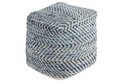 Chevron Blue Pouf - A1000445 - DMV Furniture