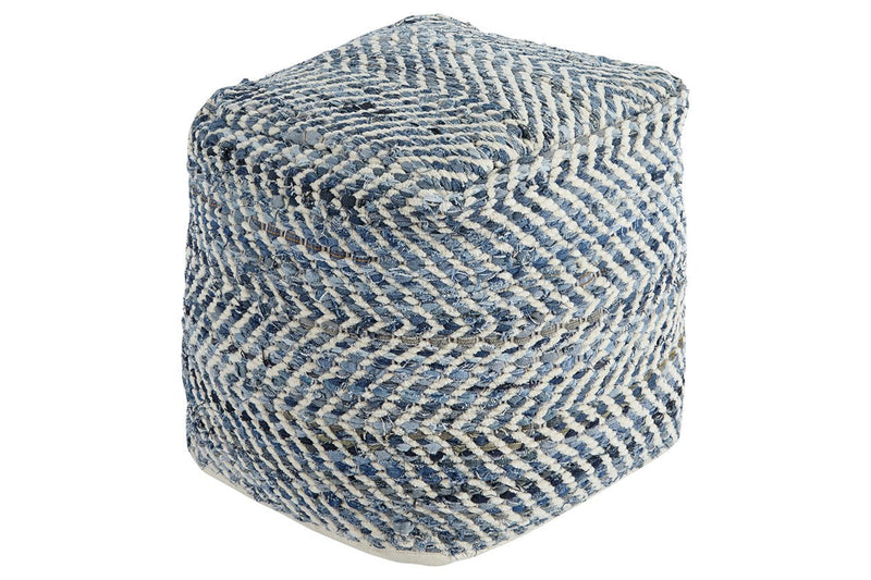 Chevron Blue Pouf - A1000445 - DMV Furniture