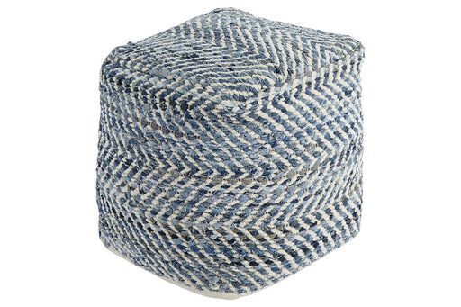 Chevron Blue Pouf - A1000445 - DMV Furniture