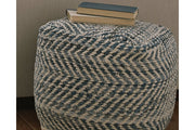 Chevron Blue Pouf - A1000445 - DMV Furniture