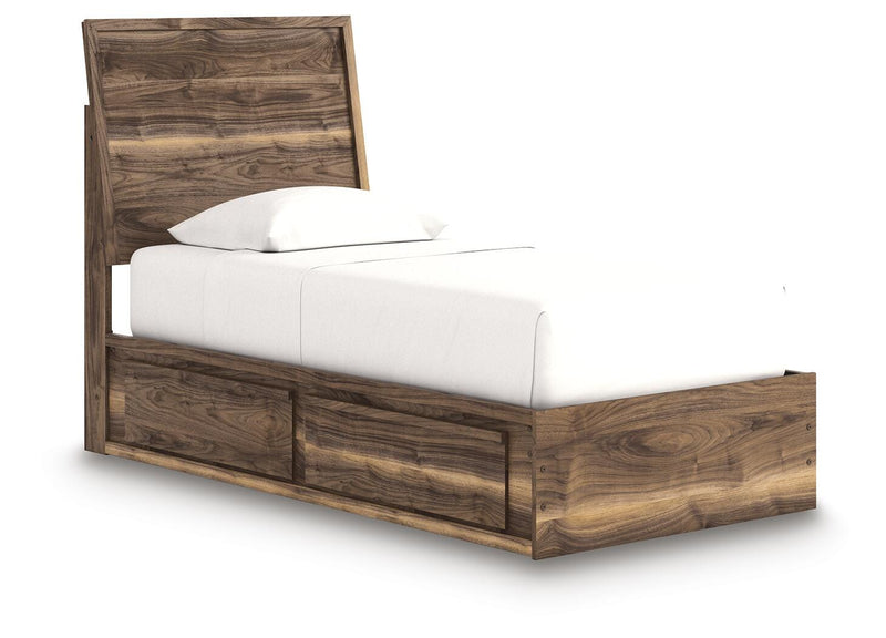Chirason Brown Twin Panel Bed with Storage - PCB3367B27