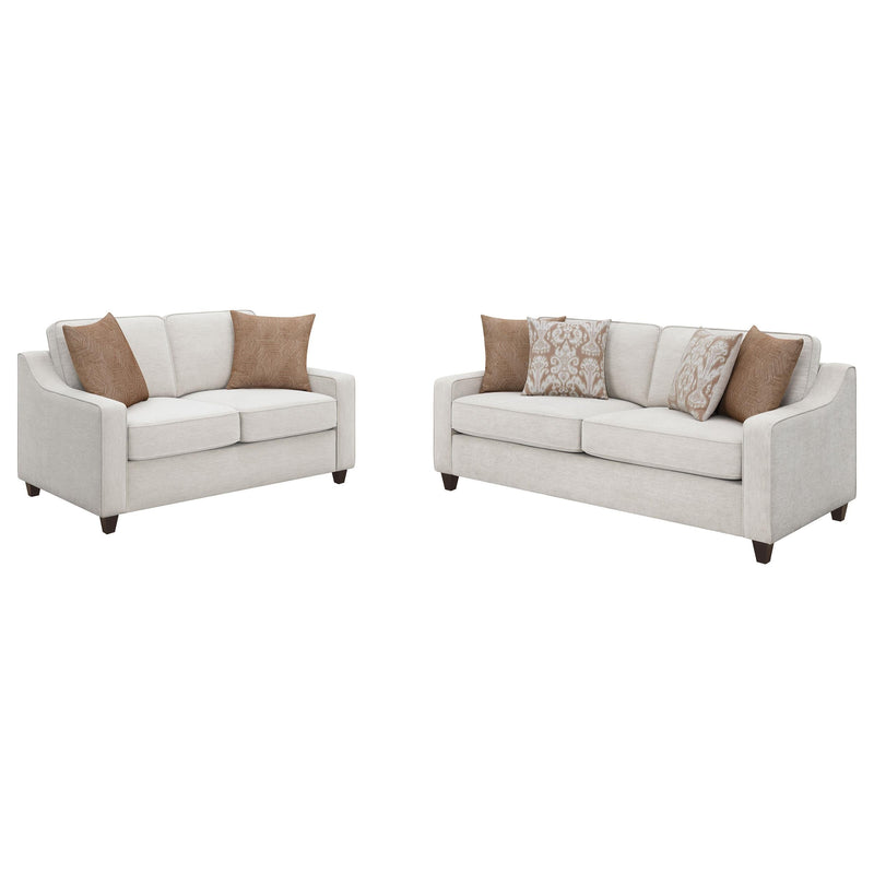 Christine 2-piece Upholstered Sloped Arm Sofa Set Beige - 552061-S2