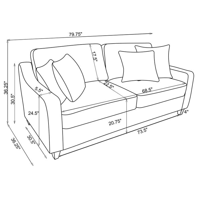 Christine Upholstered Sloped Arm Sofa Beige - 552061