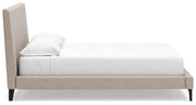 Cielden California King Upholstered Bed with Roll Slats, Dresser and Mirror in Soft Gray - PKG022919