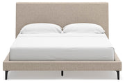 Cielden California King Upholstered Bed with Roll Slats, Dresser and Nightstand in Soft Gray - PKG022926