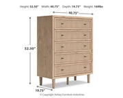 Cielden California King Upholstered Bed with Roll Slats, Dresser, Mirror and Chest in Soft Gray - PKG022923