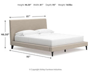 Cielden California King Upholstered Bed with Roll Slats, Dresser, Mirror and Chest in Soft Gray - PKG022923