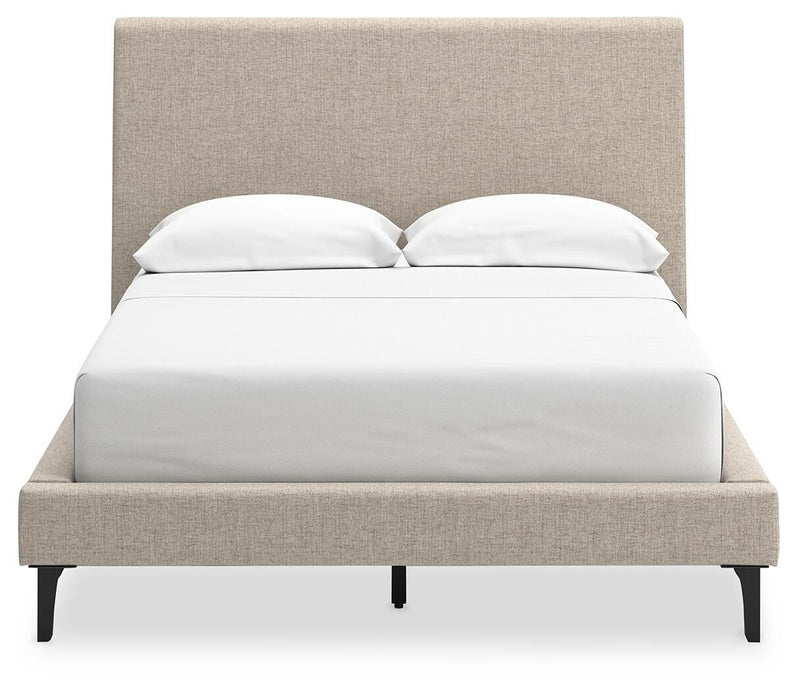 Cielden Full Upholstered Bed with Roll Slats and Dresser in Soft Gray - PKG022901