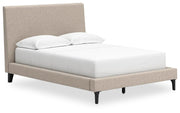 Cielden Full Upholstered Bed with Roll Slats, Chest and  Nightstand in Soft Gray - PKG022897