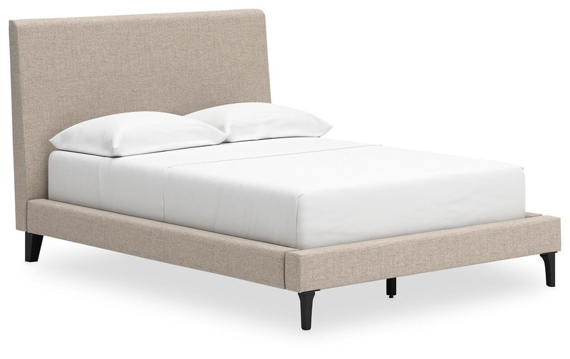 Cielden Full Upholstered Bed with Roll Slats, Chest and  Nightstand in Soft Gray - PKG022897