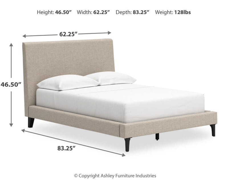 Cielden Full Upholstered Bed with Roll Slats, Chest and  Nightstand in Soft Gray - PKG022897
