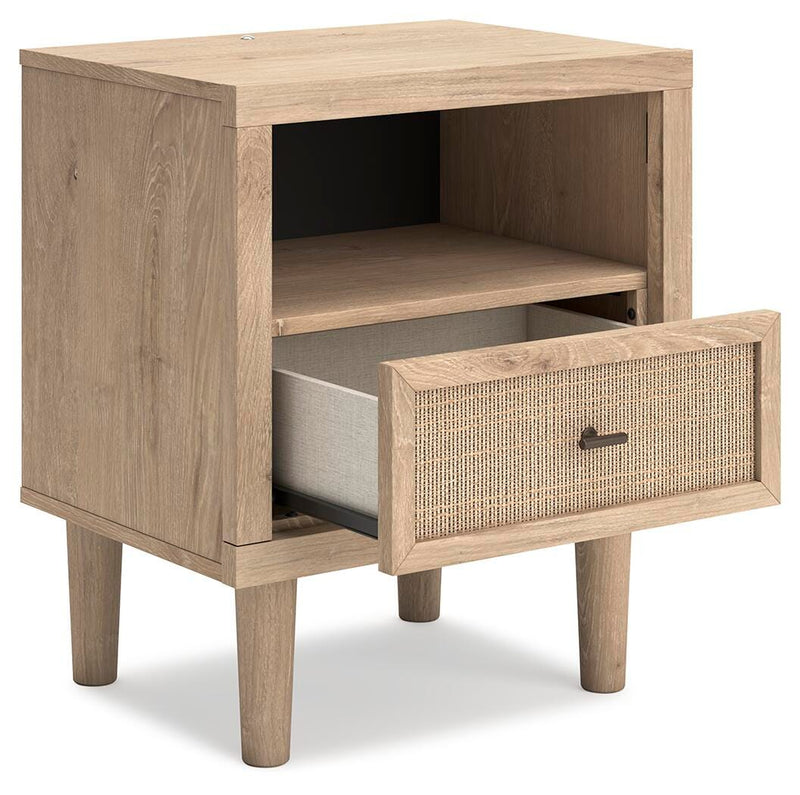 Cielden Full Upholstered Bed with Roll Slats, Chest and  Nightstand in Soft Gray - PKG022897