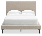 Cielden Full Upholstered Bed with Roll Slats, Dresser and Chest in Soft Gray - PKG022896