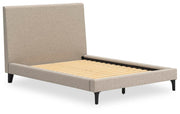 Cielden Full Upholstered Bed with Roll Slats, Dresser and Mirror in Soft Gray - PKG022895