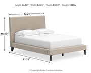 Cielden Full Upholstered Bed with Roll Slats, Dresser and Mirror in Soft Gray - PKG022895