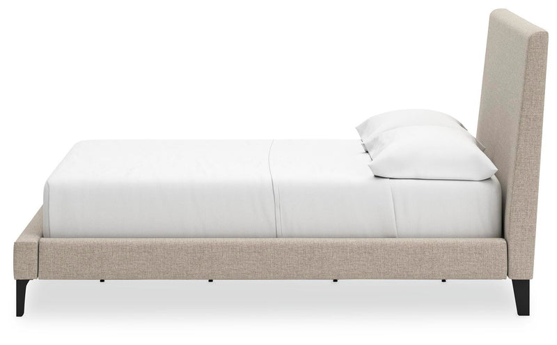 Cielden Full Upholstered Bed with Roll Slats, Dresser and Nightstand in Soft Gray - PKG022902