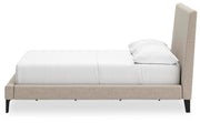 Cielden Full Upholstered Bed with Roll Slats, Dresser, Mirror and Nightstand in Soft Gray - PKG022898