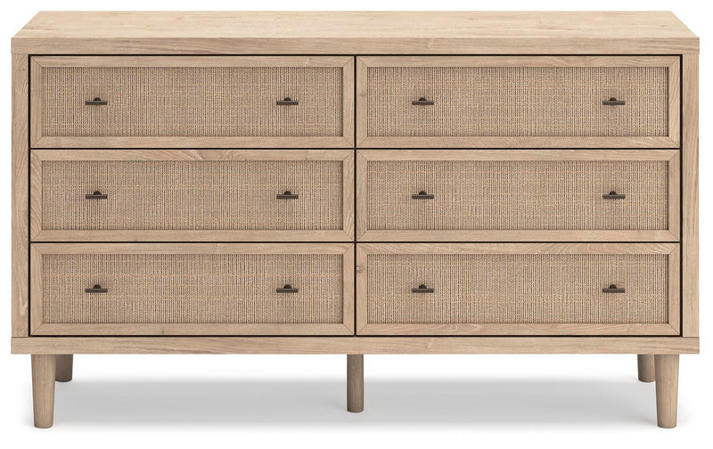 Cielden King Upholstered Bed with Roll Slats and Dresser in Soft Gray - PKG022917