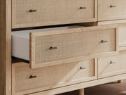 Cielden Queen Upholstered Bed with Roll Slats, Dresser and Nightstand in Soft Gray - PKG022910