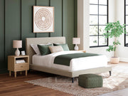 Cielden Queen Upholstered Bed with Roll Slats, Dresser and Nightstand in Soft Gray - PKG022910