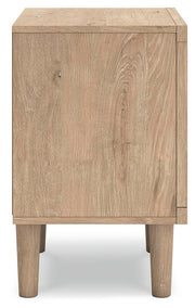 Cielden Queen Upholstered Bed with Roll Slats, Dresser, Mirror and Nightstand in Soft Gray - PKG022906