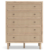 Cielden Queen Upholstered Bed with Roll Slats, Dresser, Mirror, Chest and Nightstand in Soft Gray - PKG022908