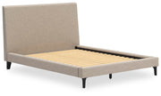 Cielden Queen Upholstered Bed with Roll Slats, Dresser, Mirror, Chest and Nightstand in Soft Gray - PKG022908
